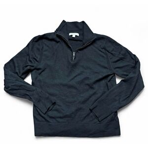 Banana Republic L Streetwear Gorpcore Merino Wool Half Zip Sweater Black Kni